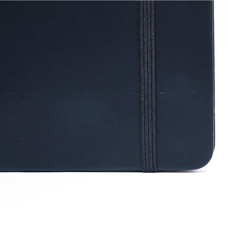 Custom Dark Blue - Pu Leather Note Book With Elastic & Pen Holder